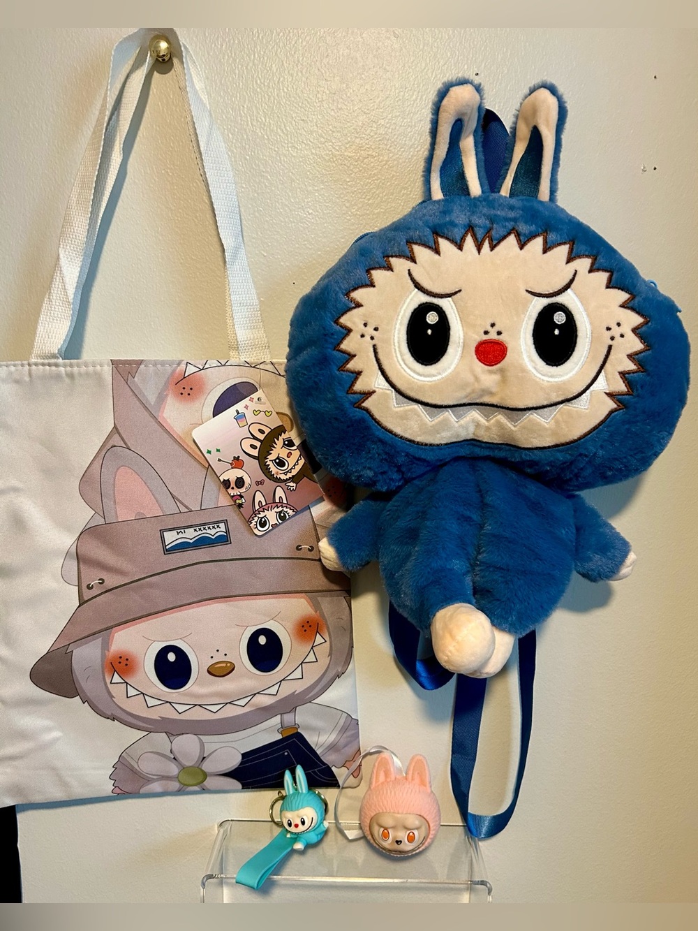 Labubu backpack and canvas bag